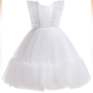 Ivory Tulle With Pearl Accents For Toddler Girl Dress.